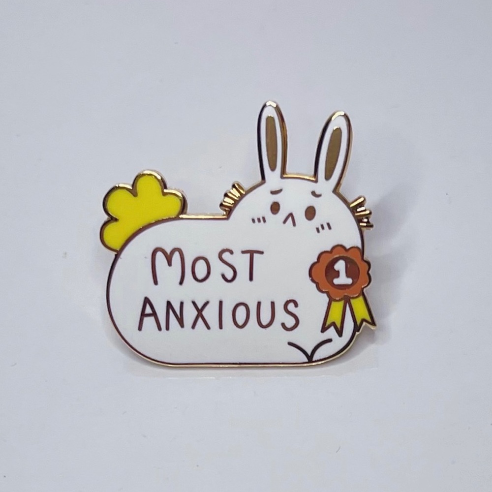 Most Anxious Rabbit enamel pin flair funny award rabbits